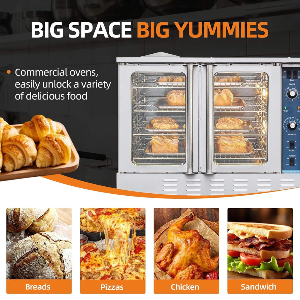 Commercial Full-Size Natural Gas/Propane Single-Deck Convection Oven (SAK87125) - Saksby Wholesale - Big Space For Variety of Foods