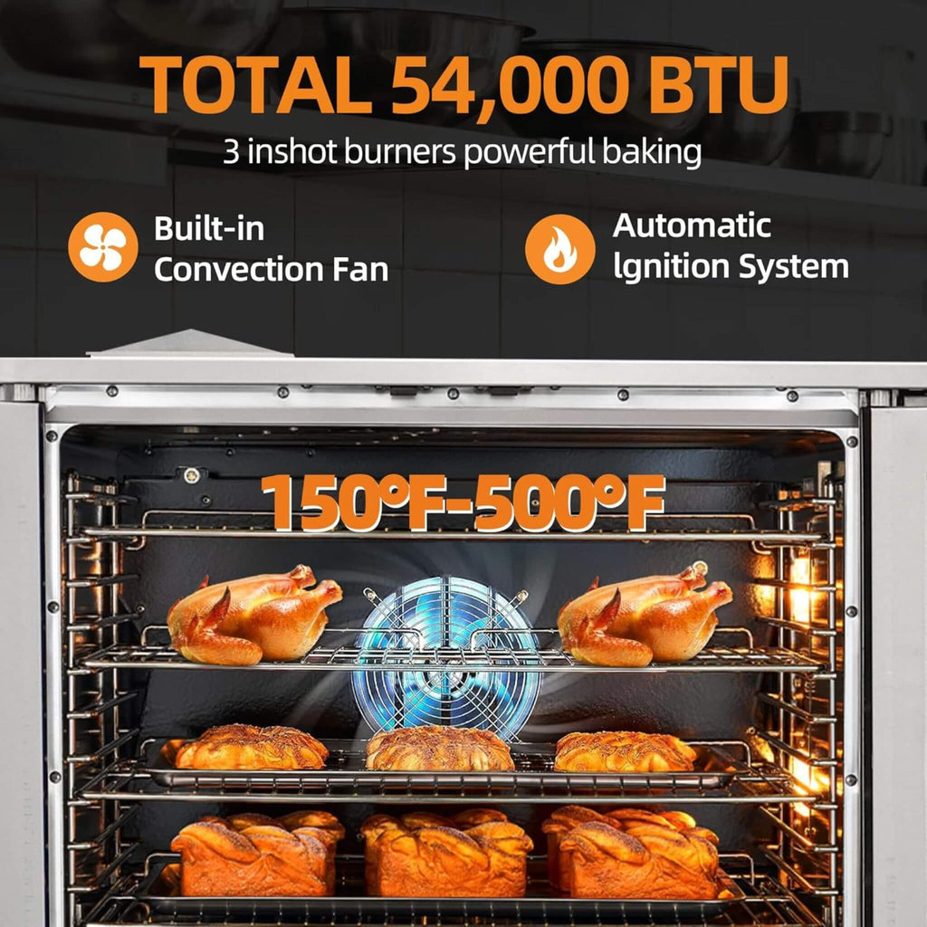 Commercial Full-Size Natural Gas/Propane Single-Deck Convection Oven (SAK87125) - Saksby Wholesale - Total Heat Output And Features