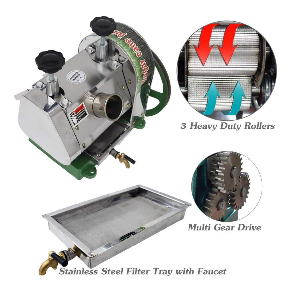 Commercial Manual Stainless Steel Sugar Cane Juicer With Peeling Knives (SAK81426) - Saksby Wholesale - Parts Features