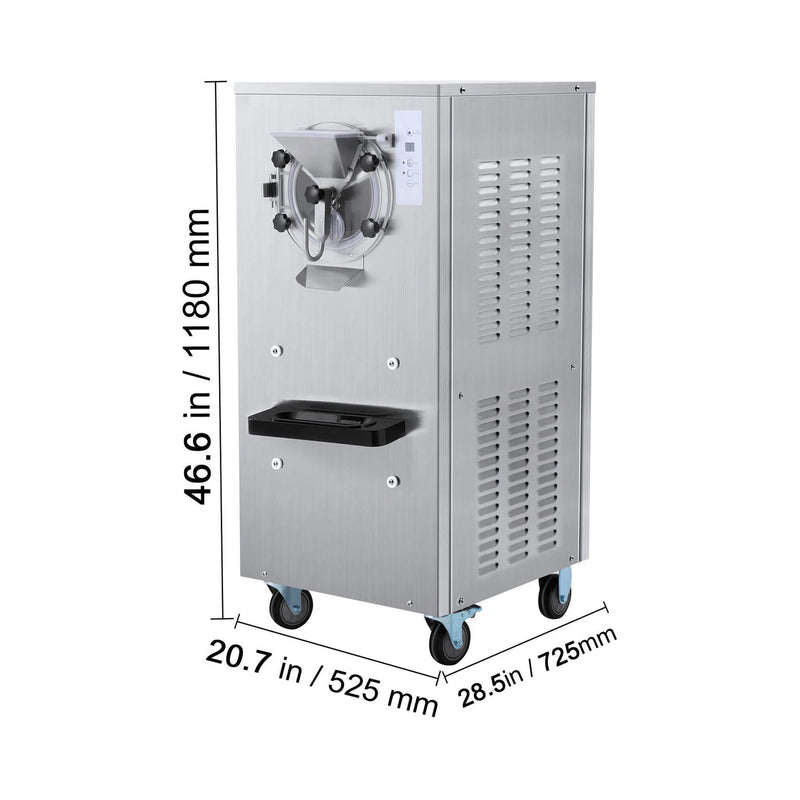 Commercial Single Flavor Hard Serve Stainless Steel Ice Cream Machine 20 25L H SAK20782 Saksby - Dimensions