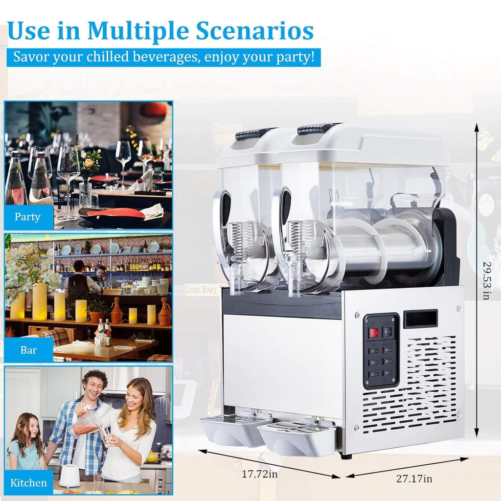 24L Commercial Stainless Steel Frozen Slush Machine With Auto Clean (SAK68047) - Saksby Wholesale - Multiple Scenarios