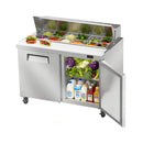 Commercial Stainless Steel Sandwich Prep Table Refrigerator (SAK19586) - Saksby Wholesale - 48-Inch 12 Pans Front Right View