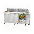 Commercial Stainless Steel Sandwich Prep Table Refrigerator (SAK19586) - Saksby Wholesale - 72-Inch 18 Pans Front Right View