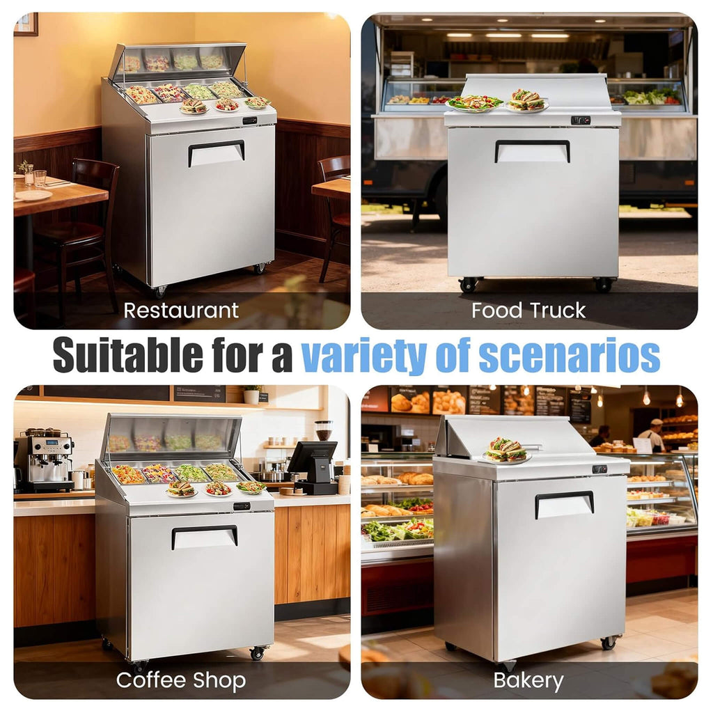 Commercial Stainless Steel Sandwich Prep Table Refrigerator (SAK19586) - Saksby Wholesale - Applications