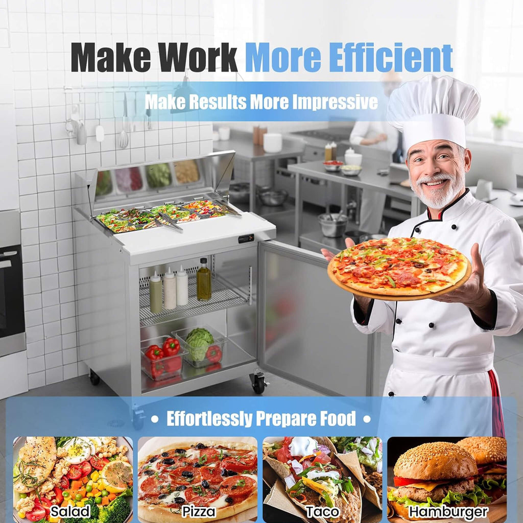 Commercial Stainless Steel Sandwich Prep Table Refrigerator (SAK19586) - Saksby Wholesale - Efficiency