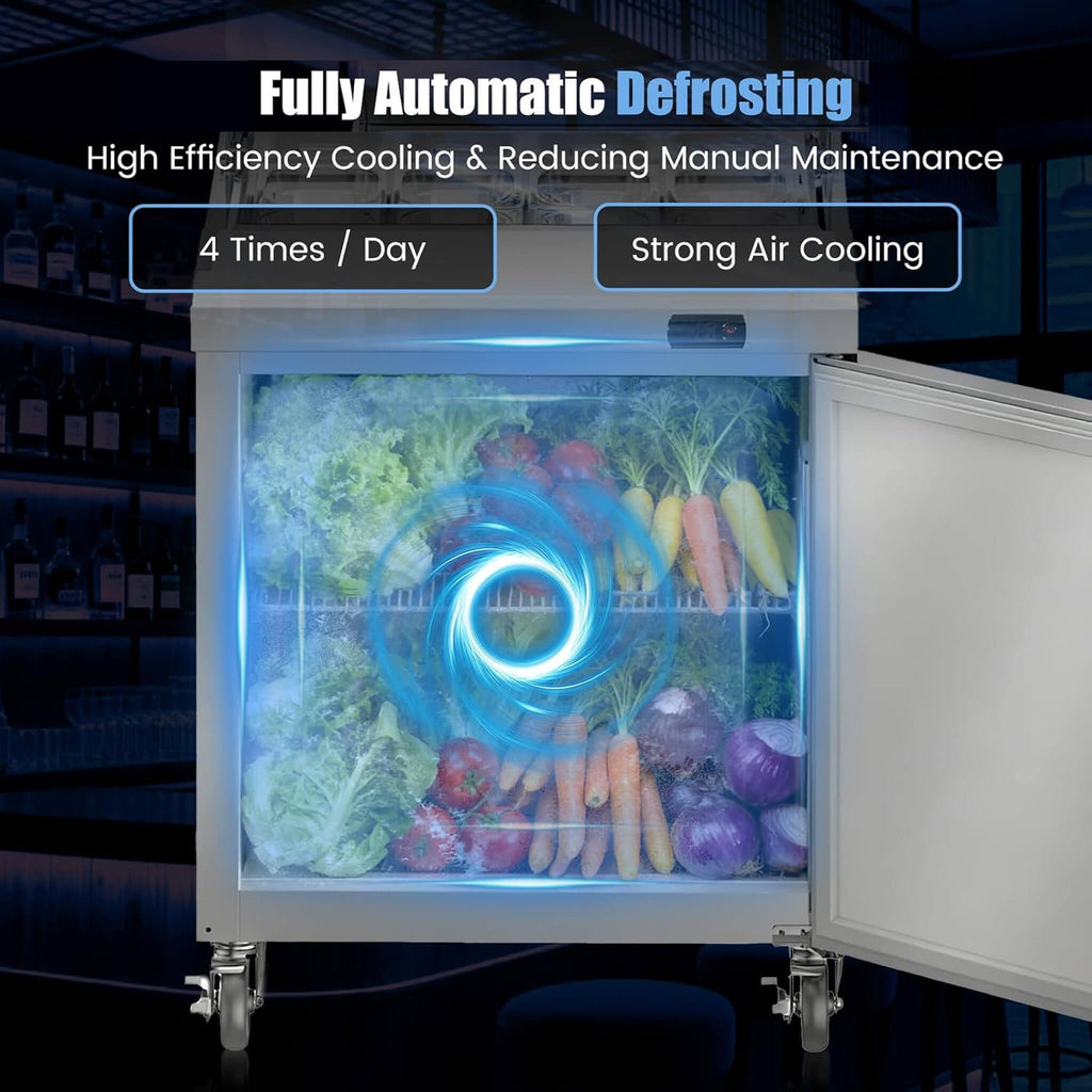 Commercial Stainless Steel Sandwich Prep Table Refrigerator (SAK19586) - Saksby Wholesale - Fully Automatic Defrosting
