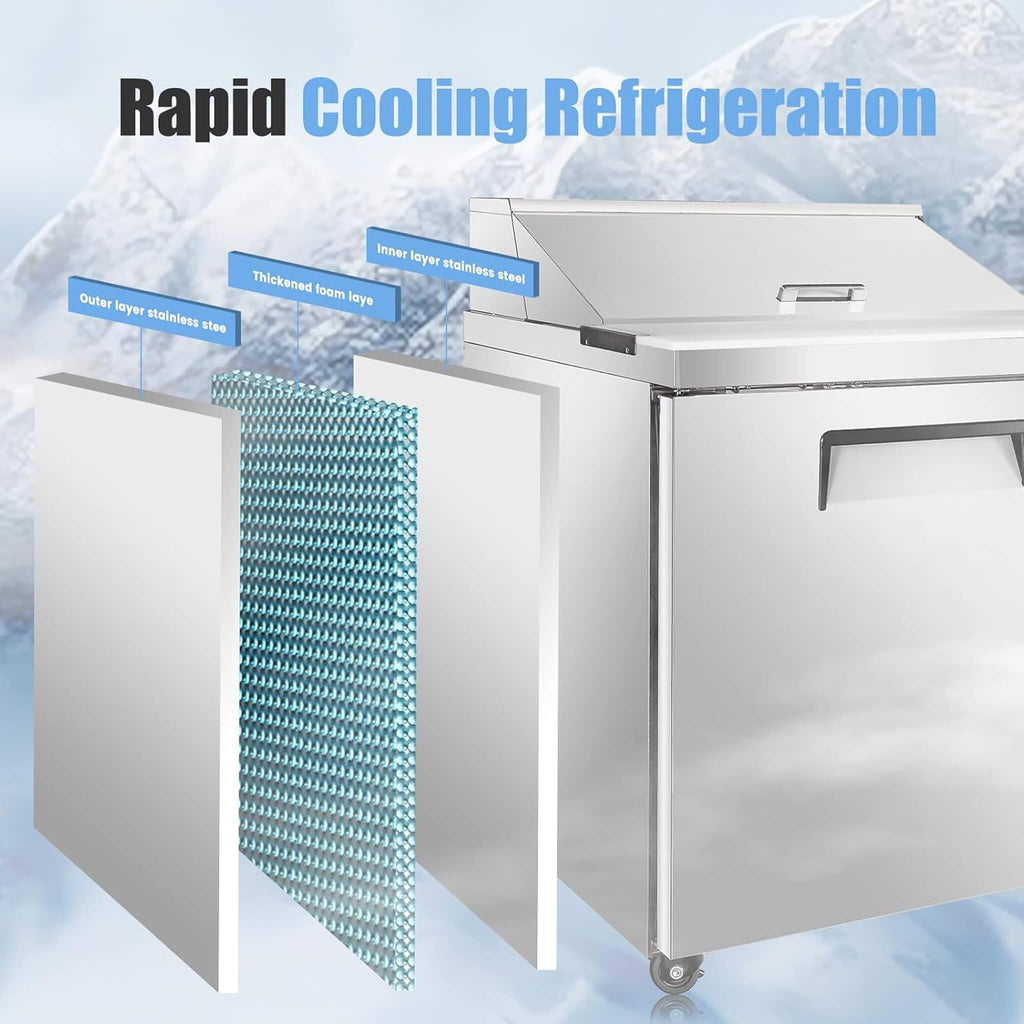 Commercial Stainless Steel Sandwich Prep Table Refrigerator (SAK19586) - Saksby Wholesale - Rapid Cooling