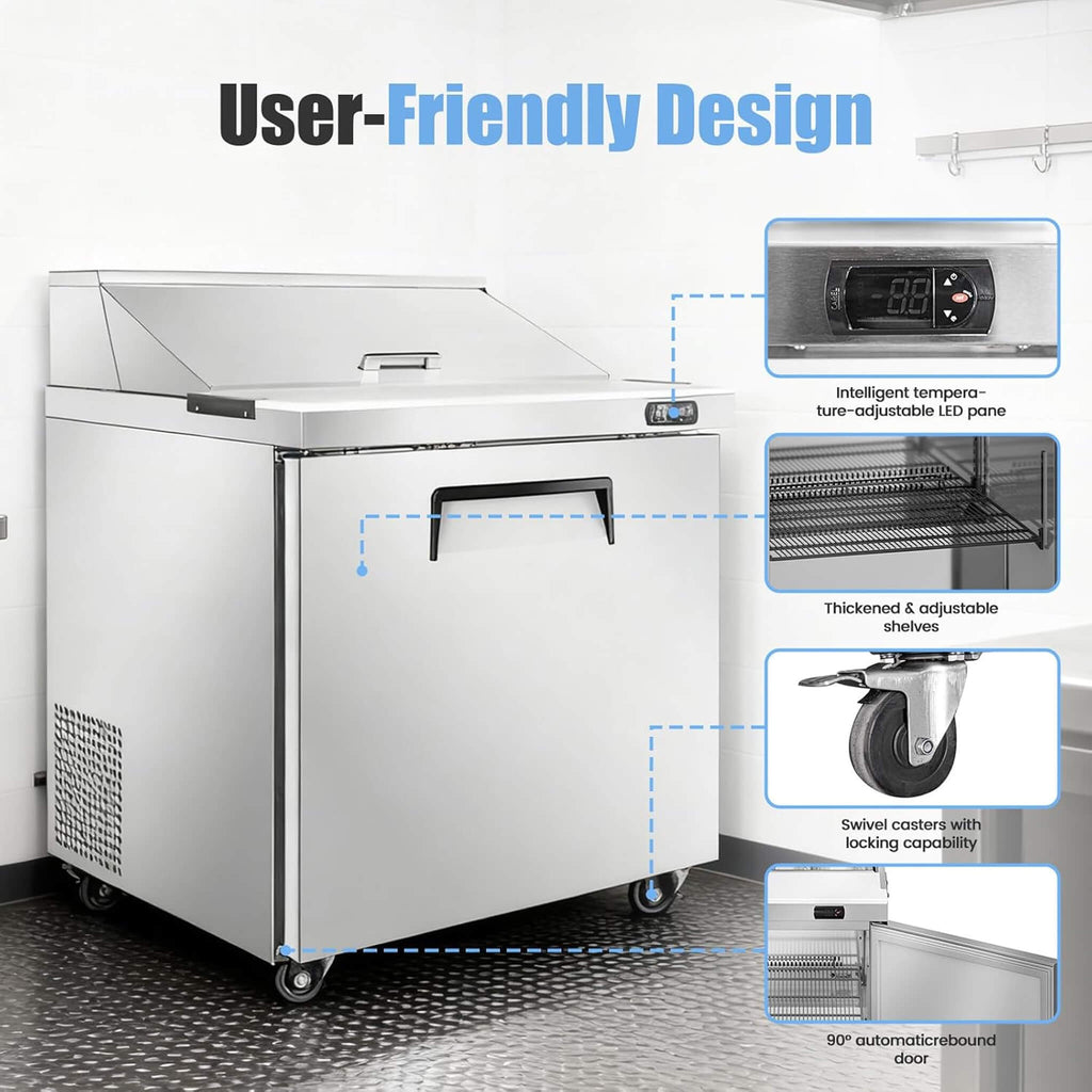 Commercial Stainless Steel Sandwich Prep Table Refrigerator (SAK19586) - Saksby Wholesale - User-Friendly Design