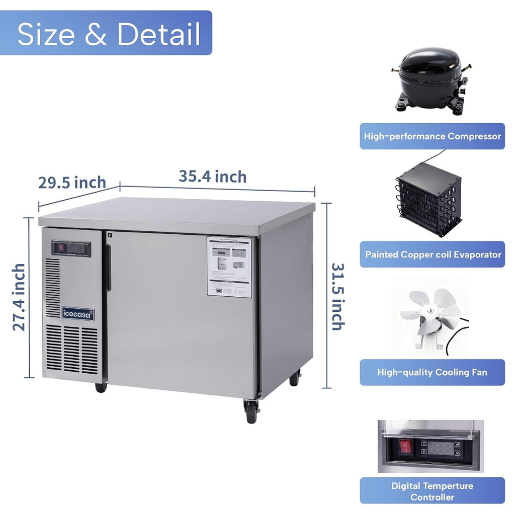 Commercial Stainless Steel Undercounter Worktop Freezer (SAK47218) - Saksby Wholesale - 6CF Dimensions