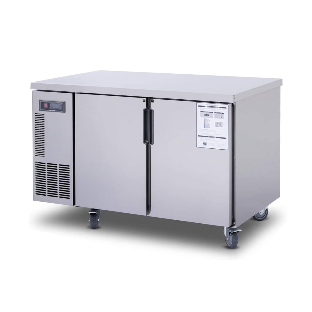 Commercial Stainless Steel Undercounter Worktop Freezer (SAK47218) - Saksby Wholesale - 9CF Front Right View