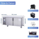 Commercial Stainless Steel Undercounter Worktop Freezer (SAK47218) - Saksby Wholesale - 13CF Dimensions