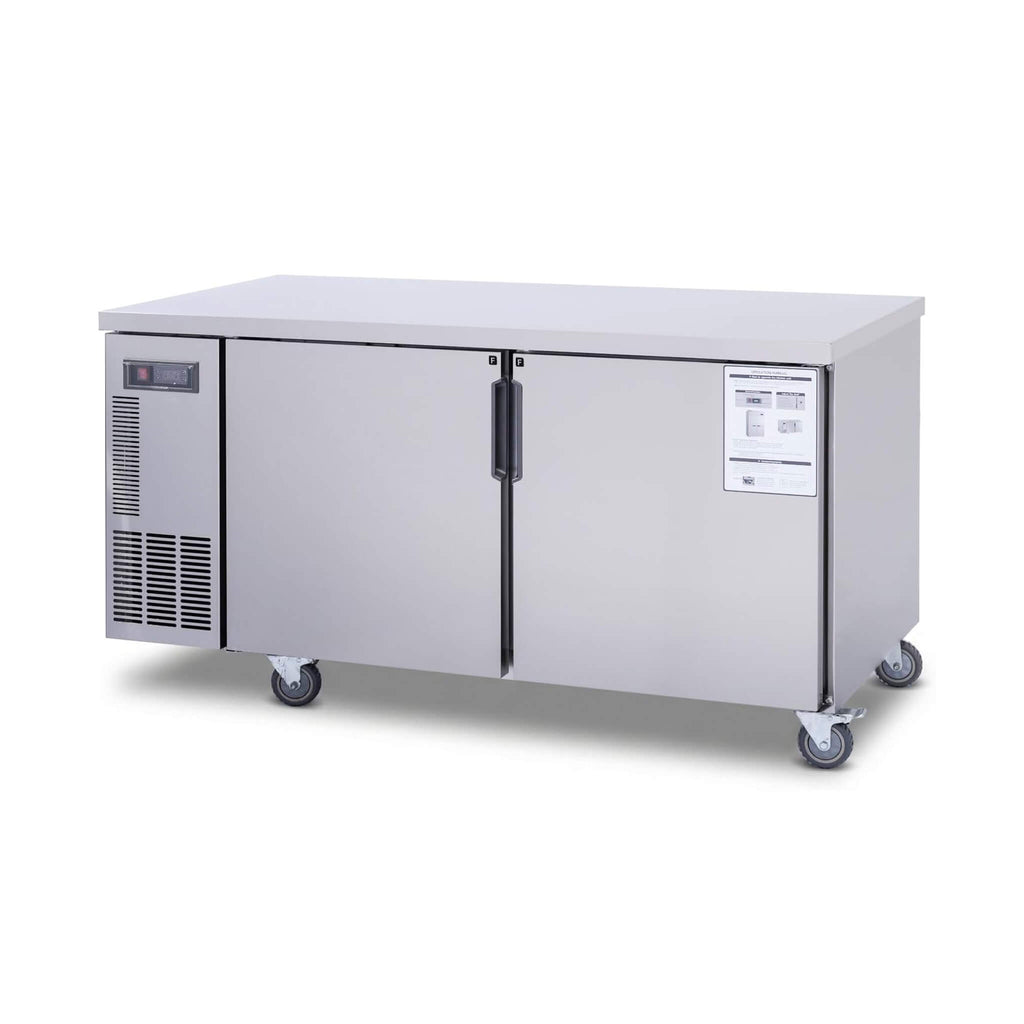Commercial Stainless Steel Undercounter Worktop Freezer (SAK47218) - Saksby Wholesale - 13CF Front Right View