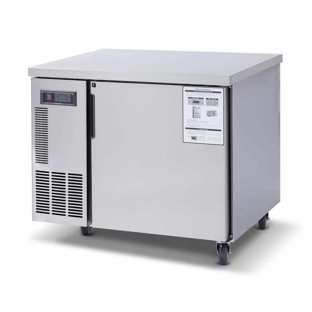 Commercial Stainless Steel Undercounter Worktop Freezer (SAK47218) - Saksby Wholesale - 6CF Front Right View