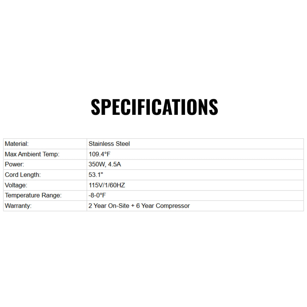 Commercial Stainless Steel Undercounter Worktop Freezer (SAK47218) - Saksby Wholesale - Specifications