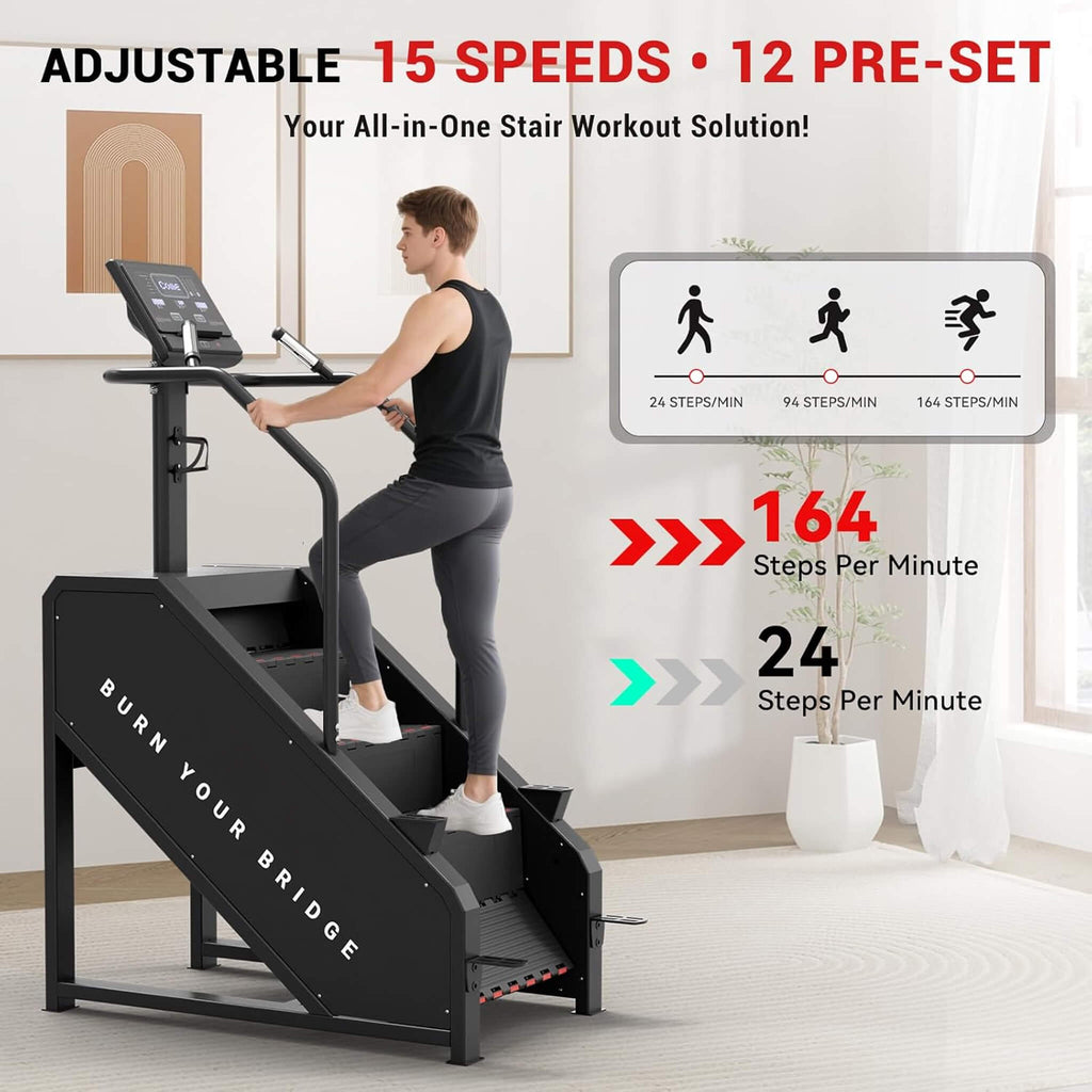 Commercial Stair Stepper With LED Display And 15 Resistance Levels (SAK91837) - Saksby Wholesale - Adjustable Levels