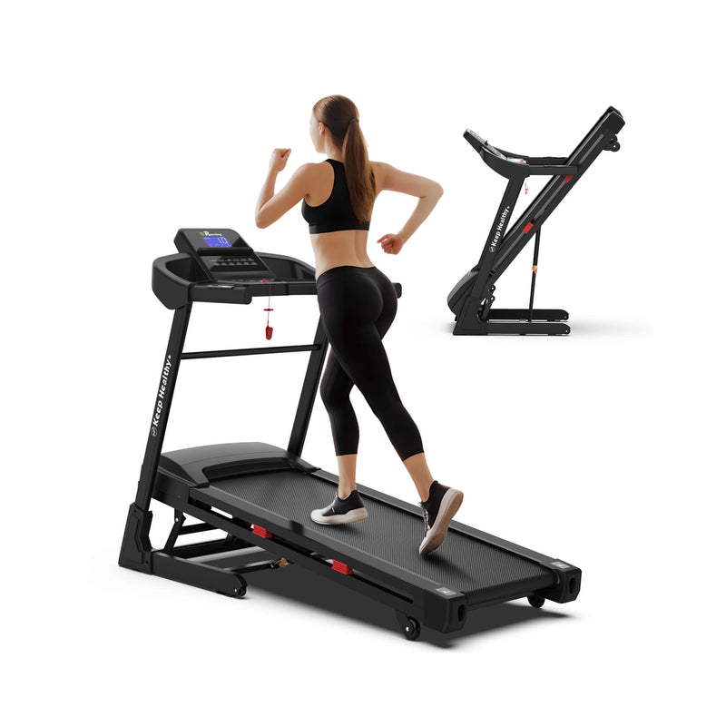 Compact 3.5HP Foldable Electric Treadmill With Bluetooth, LCD Display & 12 Pre-Set Running Programs (SAK25879) - Saksby Wholesale - Full View
