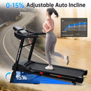 Compact 3.5HP Foldable Electric Treadmill With Bluetooth, LCD Display & 12 Pre-Set Running Programs (SAK25879) - Saksby Wholesale - Incline View