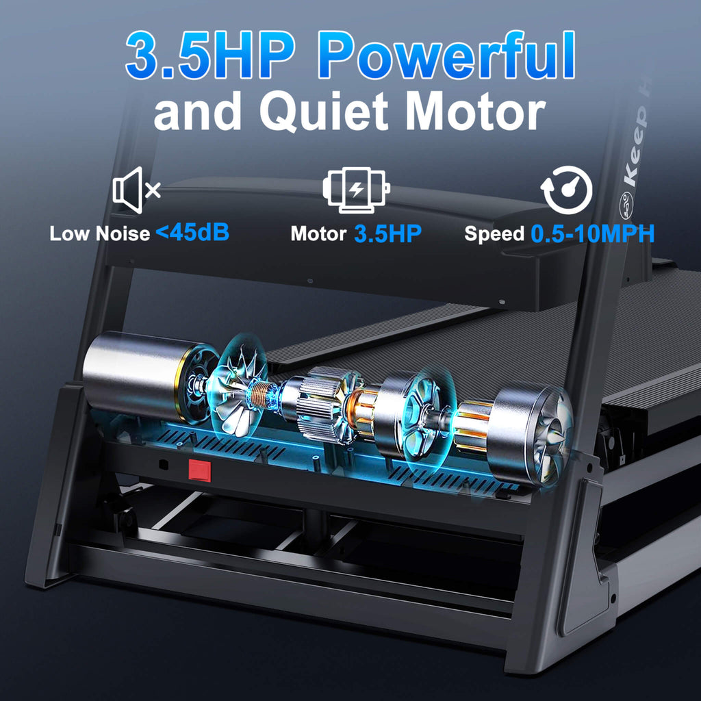 Compact 3.5HP Foldable Electric Treadmill With Bluetooth, LCD Display & 12 Pre-Set Running Programs (SAK25879) - Saksby Wholesale - Motor View