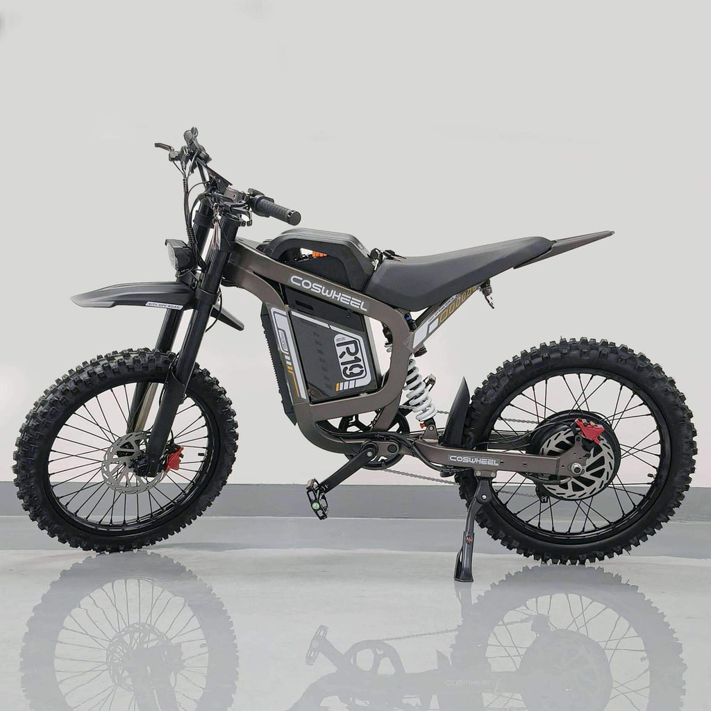 Coswheel R19 72V/40AH 6000W High-Performance Electric Dirt Bike (SAK53917) - Saksby Wholesale - Lifestyle Side Left View In Room