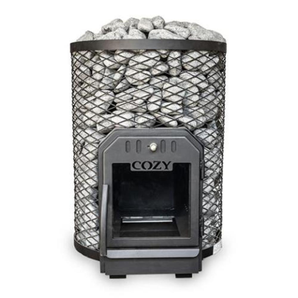 COZY HEAT O Thru-Wall Wood Burning Sauna Stove With Sauna Stones [COZYOTW12/O18] - Front View