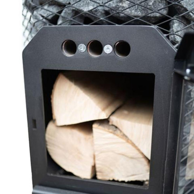 COZY HEAT O Thru-Wall Wood Burning Sauna Stove With Sauna Stones [COZYOTW12/O18] - With Wood Inside