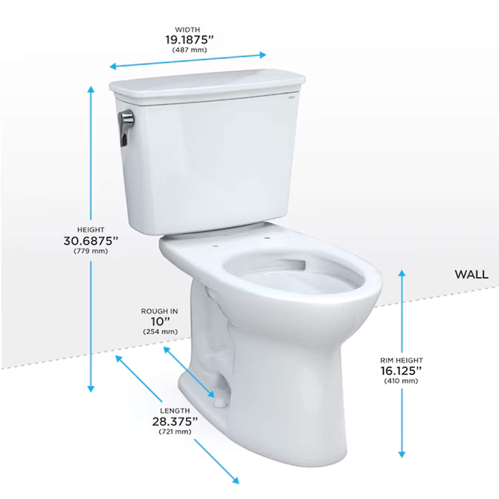 [CST786CEFG.10#01] TOTO Drake 1.28 GPF Transitional Two-Piece Toilet With 10-Inch Rough-In (SAK17064) - Saksby Wholesale - Dimensions