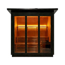 Custom Luxury Spruce Outdoor Steam Sauna With Canadian Wood, Heater & Stones (SAK87912) - Saksby Wholesale - Black Front View