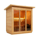 Custom Luxury Spruce Outdoor Steam Sauna With Canadian Wood, Heater & Stones (SAK87912) - Saksby Wholesale - Brown Front Right View