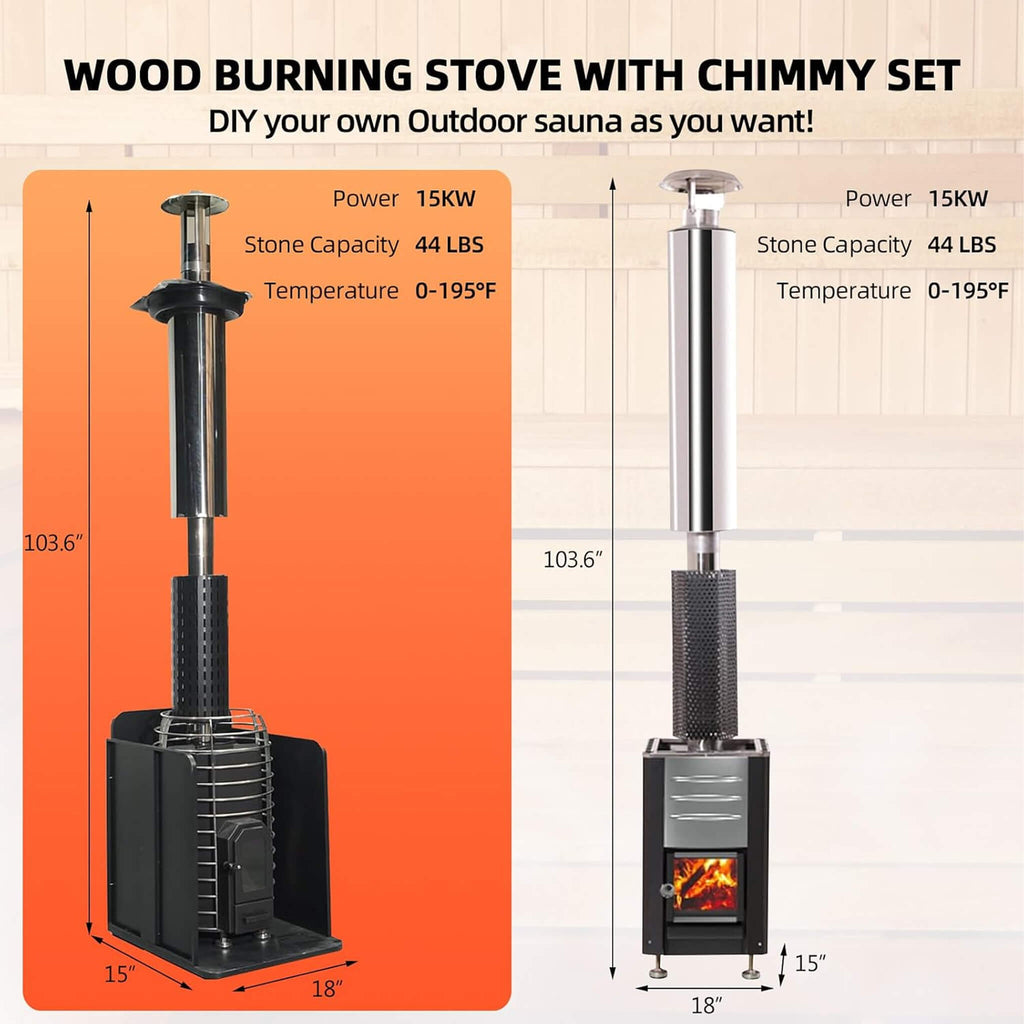 Custom Luxury Spruce Outdoor Steam Sauna With Canadian Wood, Heater & Stones (SAK87912) - Saksby Wholesale - Wood-Burning Stoves