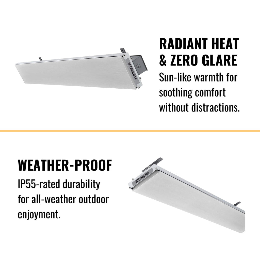 Dimplex DLW 70-Inch Noiseless Radiant Electric Heater For Outdoor And Indoor, 3200W [DLW3200W24] (SAK15698) - Saksby Wholesale - Features View