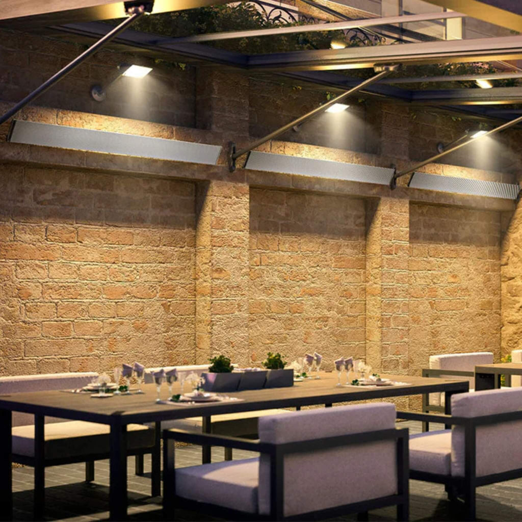 Dimplex DLW 70-Inch Noiseless Radiant Electric Heater For Outdoor And Indoor, 3200W [DLW3200W24] (SAK15698) - Saksby Wholesale - Outdoor Dining Area View