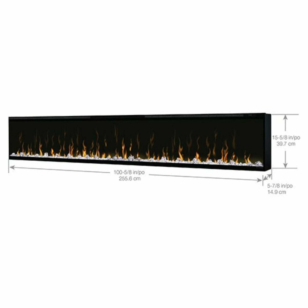 Dimplex IgniteXL Linear Electric Fireplace With Comfort Saver Heating System (SAK82596) - Saksby Wholesale - 100" Dimensions View