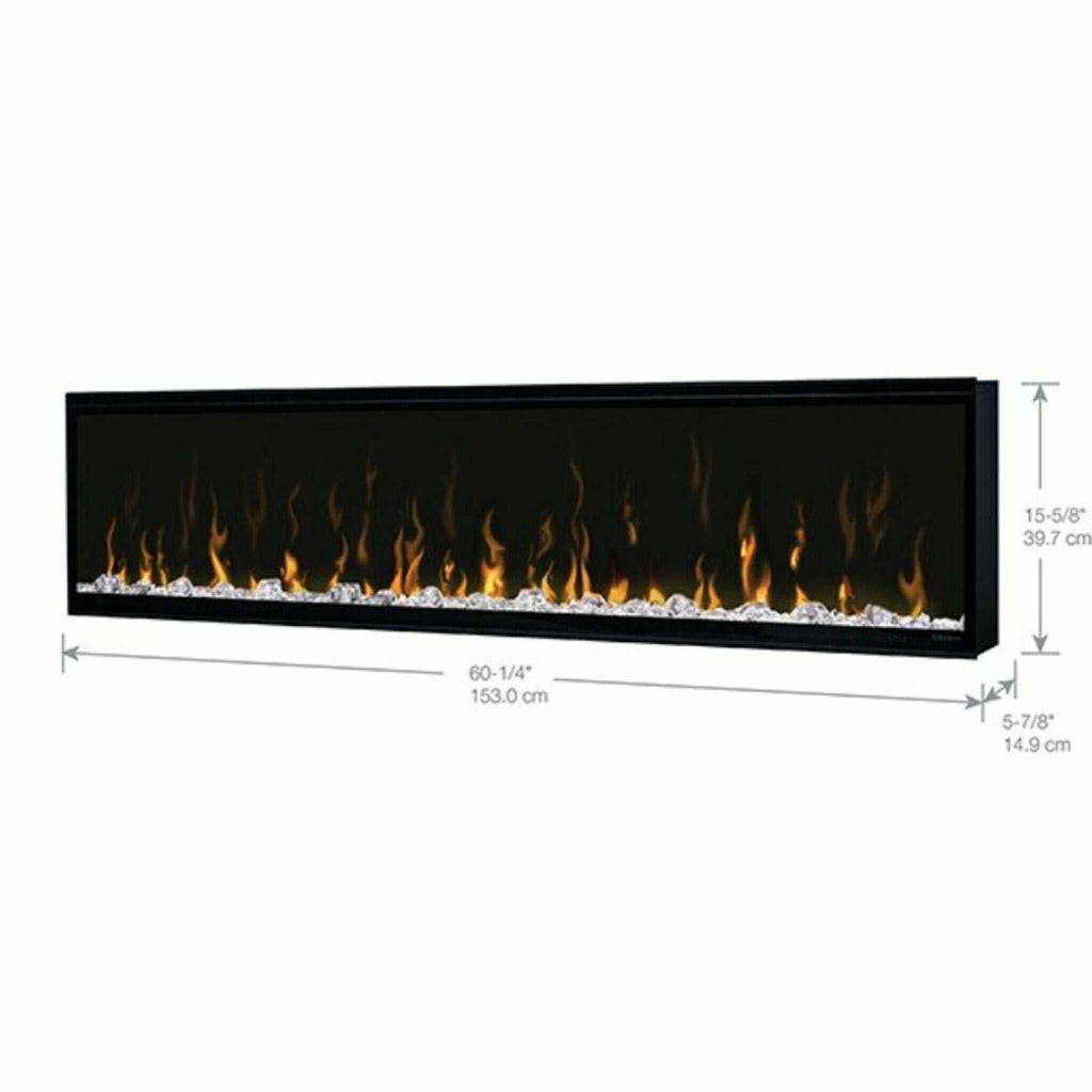 DIMPLEX IGNITEXL 60" Linear Fireplace Electric W/ Heat Boost & Multi Function Remote [XLF60] SAKSBY Dimensions View