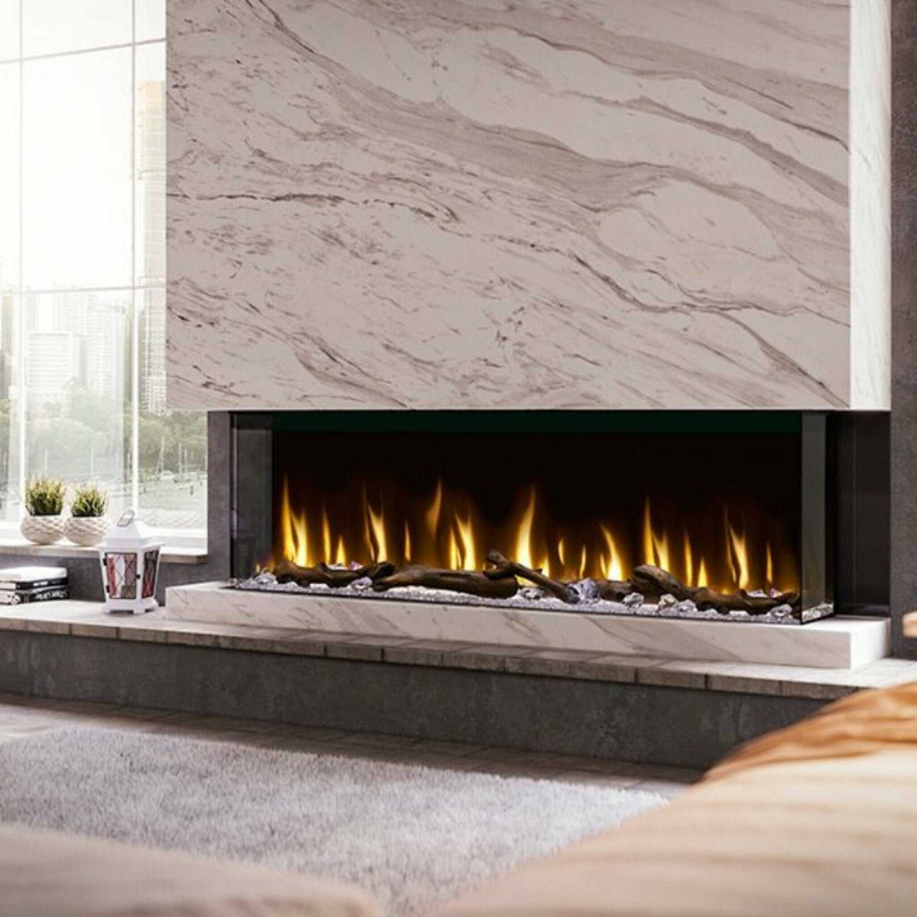 DIMPLEX IGNITEXL BOLD 60" Built-In Linear Modern Electric Fireplace With Multi Colored Flames [XLF6017-XD] SAKSBY Living Room View