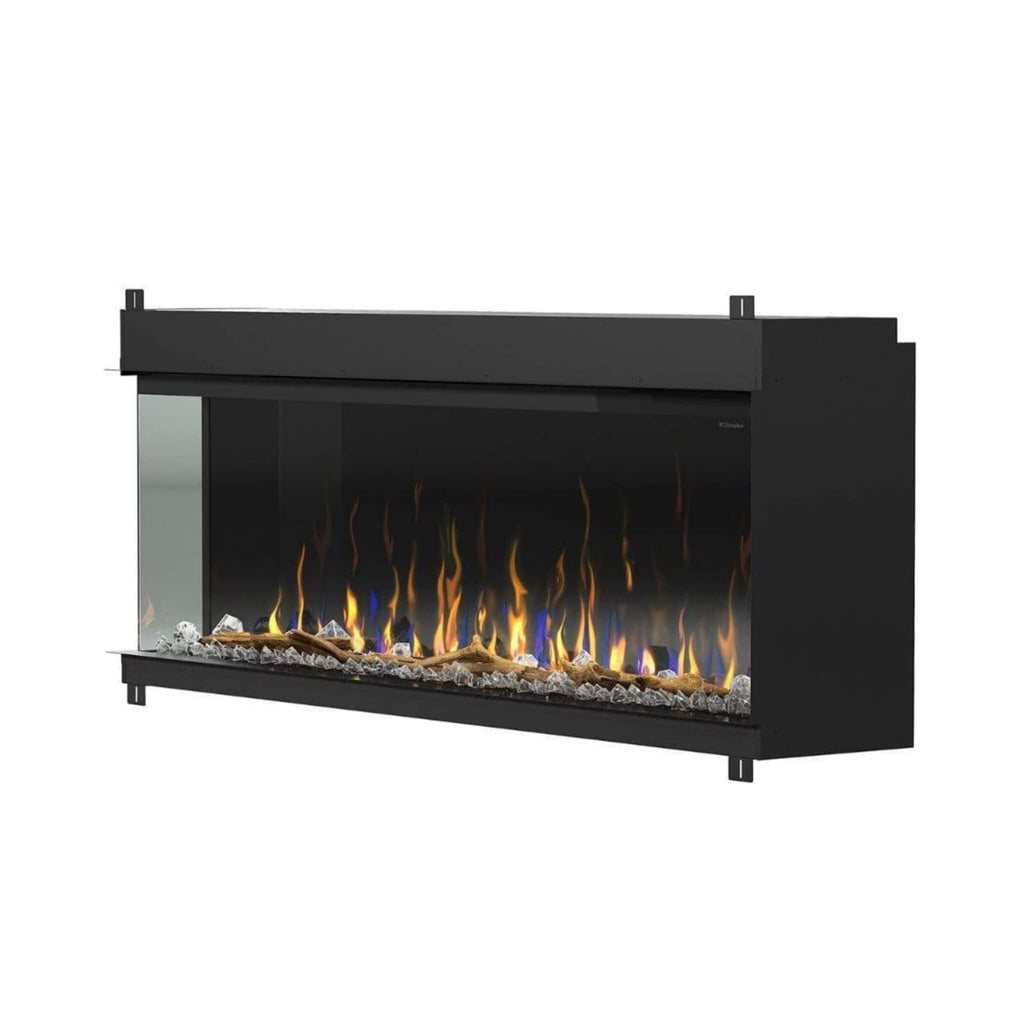 Dimplex IgniteXL Bold 60-Inch Built-In Linear Modern Electric Fireplace With Multi Colored Flames [XLF6017-XD] (SAK90413) - Saksby Wholesale - Front Right View With Glass Corner