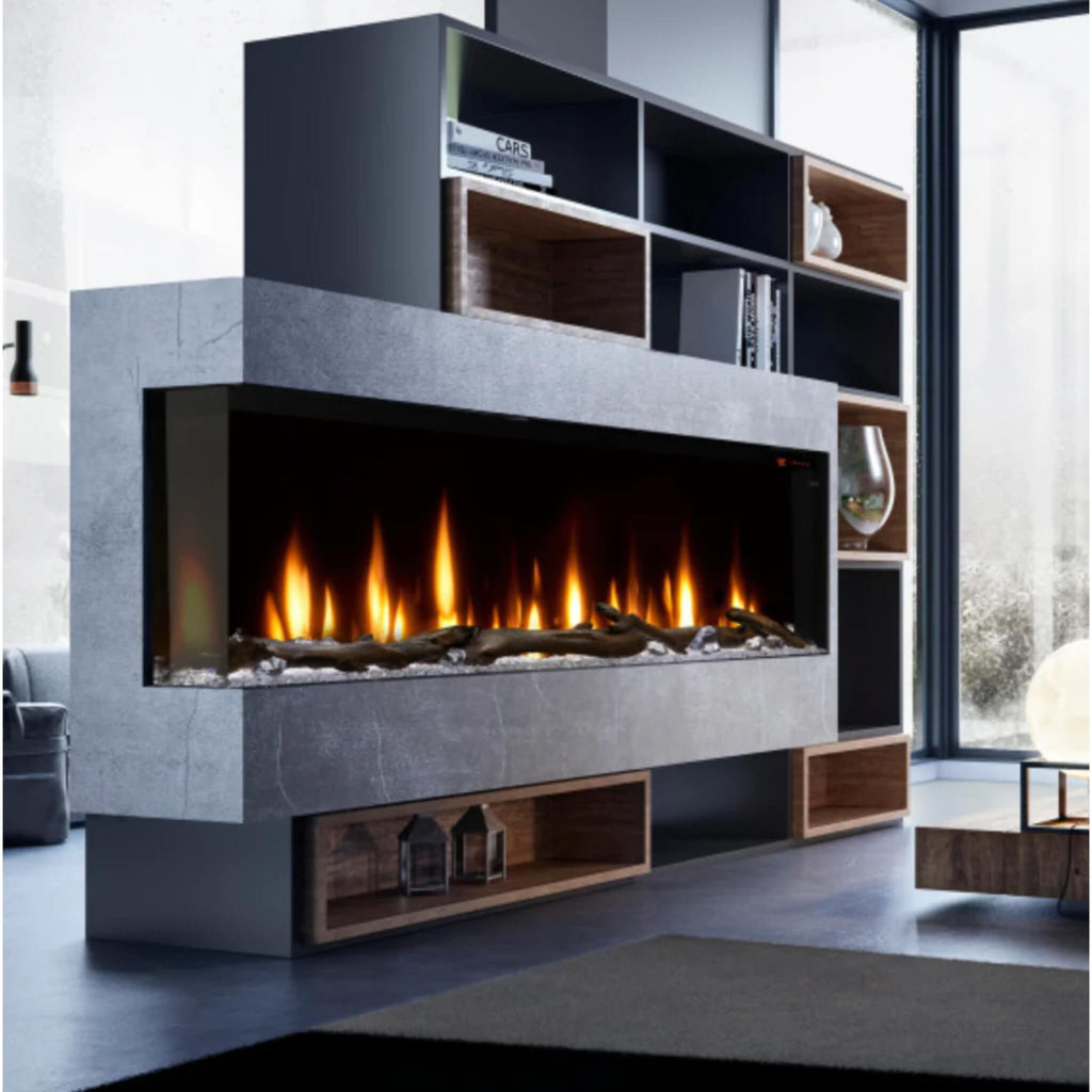 Dimplex IgniteXL Bold 60-Inch Built-In Linear Modern Electric Fireplace With Multi Colored Flames [XLF6017-XD] (SAK90413) - Saksby Wholesale - Dark Living Room View