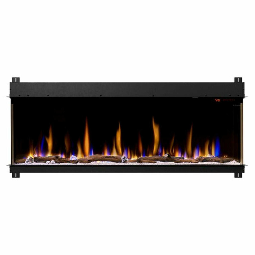 DIMPLEX IGNITEXL BOLD 60" Built-In Linear Modern Electric Fireplace With Multi Colored Flames [XLF6017-XD] SAKSBY Front  Flames and Logs View