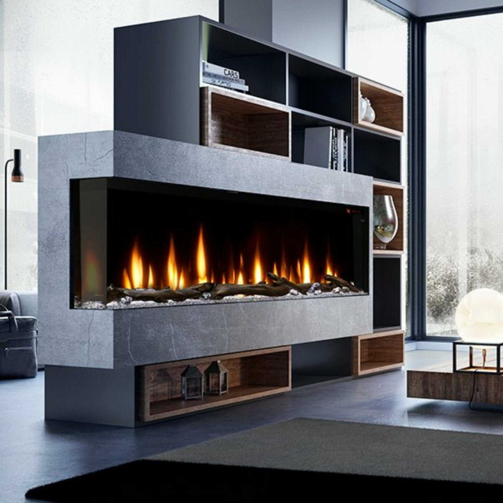 DIMPLEX IGNITEXL BOLD 74" Deep Built-In Linear Electric Fireplace [XLF7417-XD] SAKSBY Living Room View