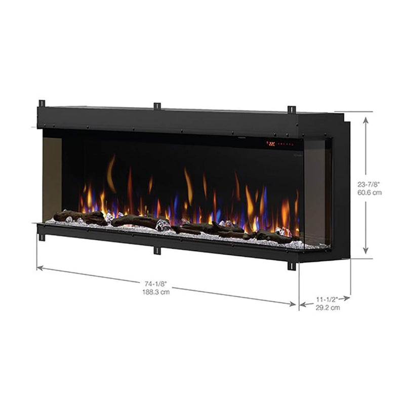 DIMPLEX IGNITEXL BOLD 74" Deep Built-In Linear Electric Fireplace [XLF7417-XD] SAKSBY Dimensions View