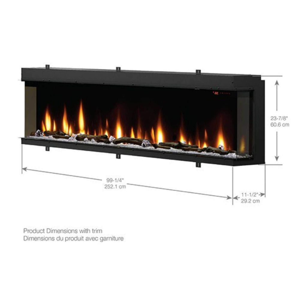Dimplex IgniteXL Bold 100-Inch Smart Linear Multi Side View Built-In Electric Fireplace [XLF10017-XD] (SAK72359) - Saksby Wholesale - Dimensions View