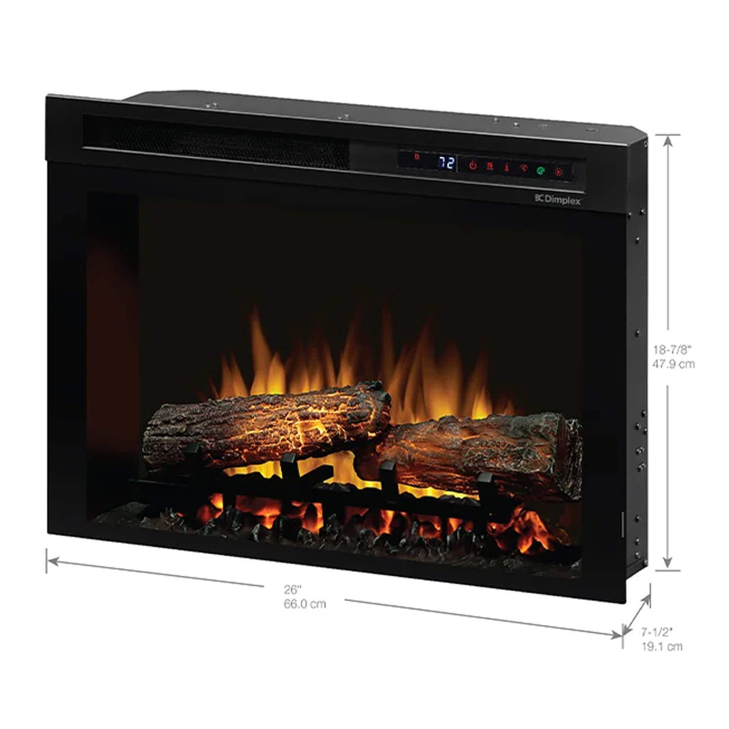 Dimplex Multi-Fire 26-Inch Built-In Traditional Fireplace With Realogs [XHD26L] (SAK65019) - Saksby Wholesale - Dimensions