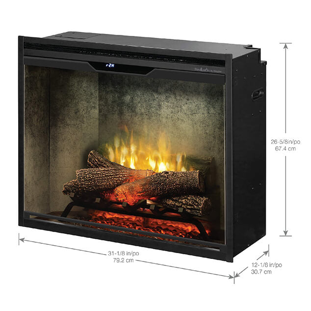 DIMPLEX REVILLUSION Built-In Electric Firebox W/ Weathered Concrete Line & Plug Kit [RBF30/42WC-FG] SAKSBY - Dimensions View