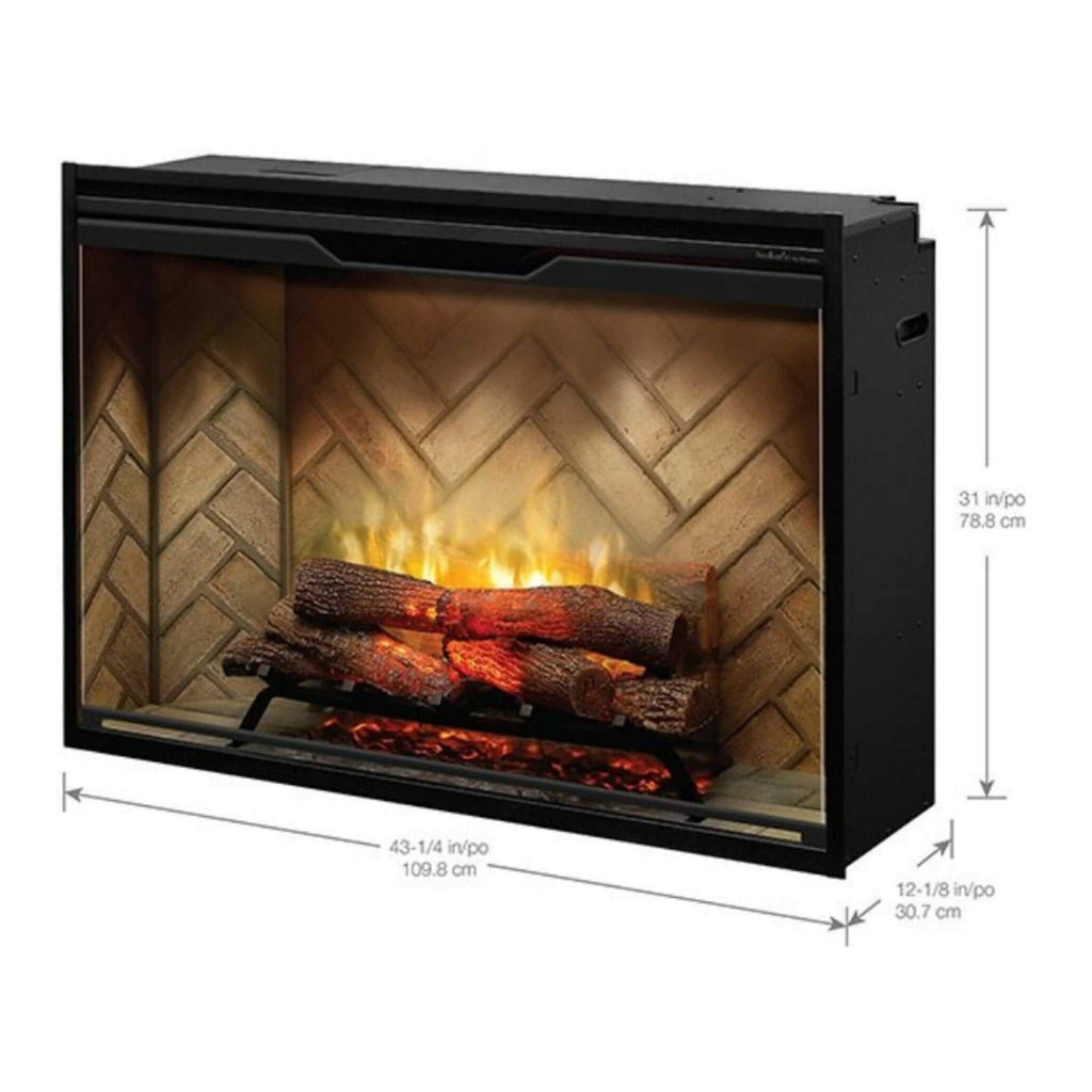 DIMPLEX REVILLUSION HERRINGBONE Brick Built-In Electric Firebox With Front Glass [RBF30/36/42] (SAK12893) - Saksby Wholesale - Dimensions View