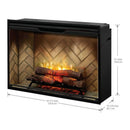 DIMPLEX REVILLUSION HERRINGBONE Brick Built-In Electric Firebox With Front Glass [RBF30/36/42] (SAK12893) - Saksby Wholesale - Dimensions View