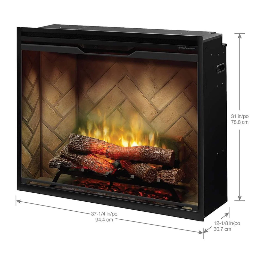 DIMPLEX REVILLUSION HERRINGBONE Brick Built-In Electric Firebox With Front Glass [RBF30/36/42] (SAK12893) - Saksby Wholesale - Dimensions View