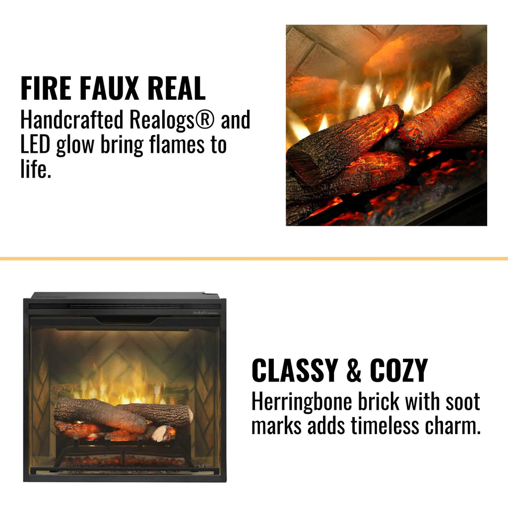 DIMPLEX REVILLUSION HERRINGBONE Brick Built-In Electric Firebox With Front Glass [RBF30/36/42] (SAK12893) - Saksby Wholesale - Features View