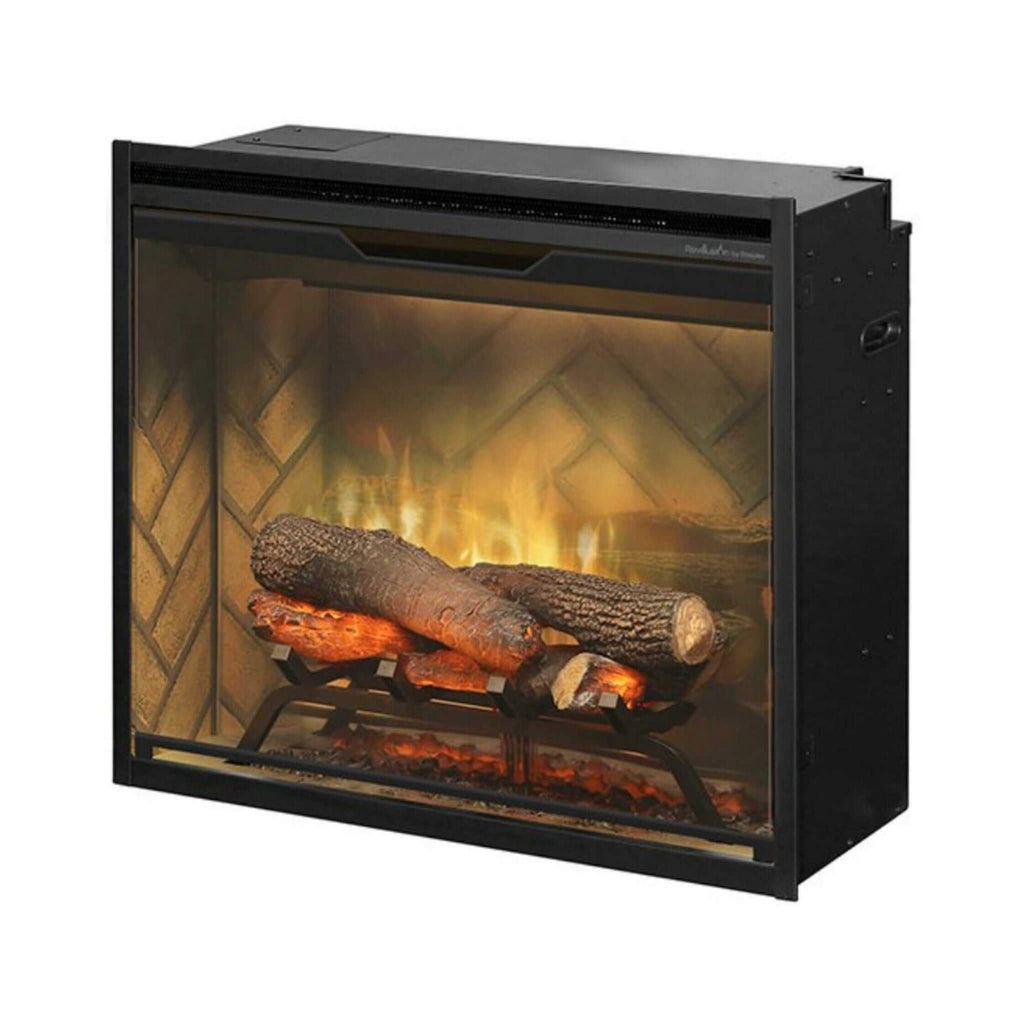 DIMPLEX REVILLUSION HERRINGBONE Brick Built-In Electric Firebox With Front Glass [RBF30/36/42] (SAK12893) - Saksby Wholesale - Front Left View