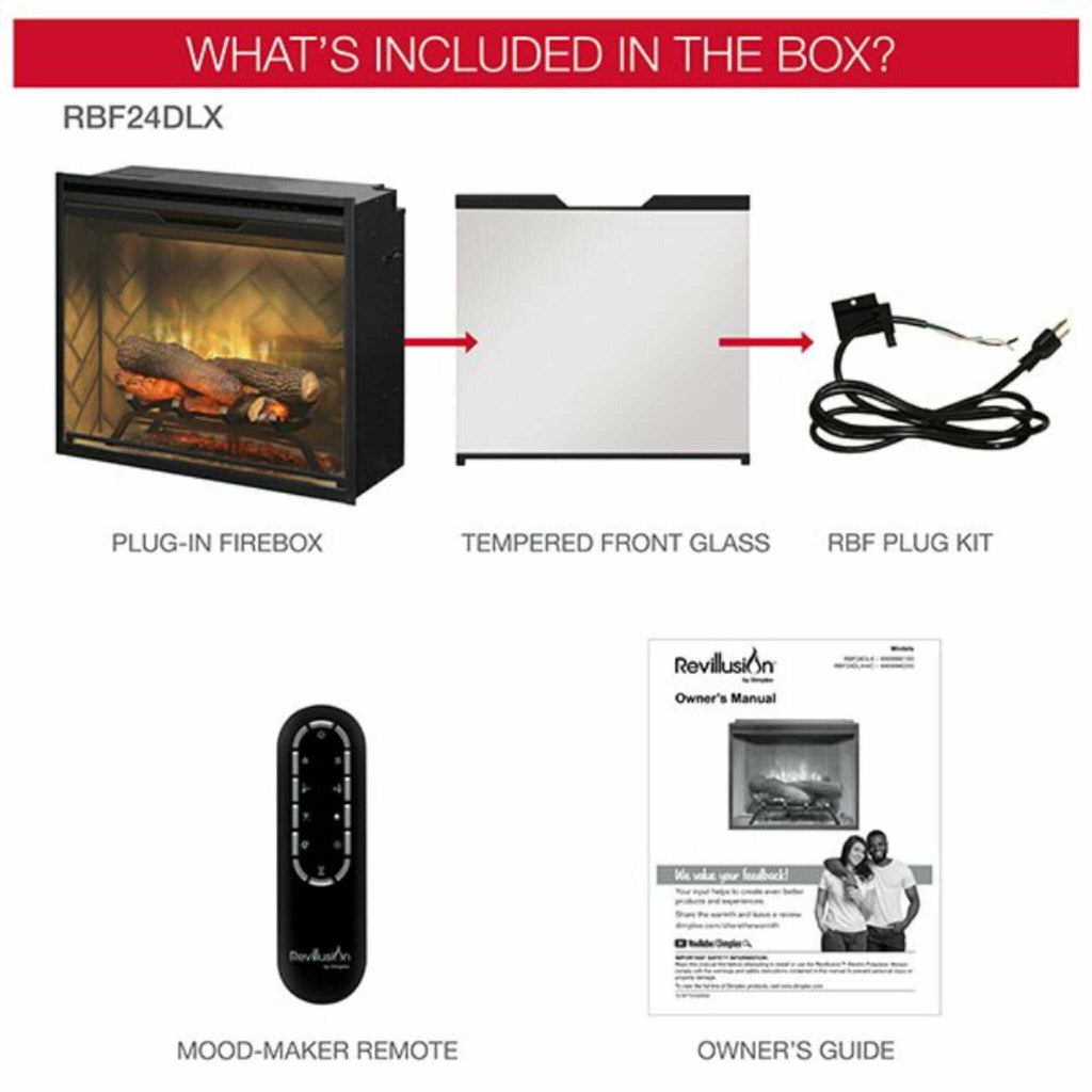 DIMPLEX REVILLUSION HERRINGBONE Brick Built-In Electric Firebox With Front Glass [RBF30/36/42] (SAK12893) - Saksby Wholesale - Included View