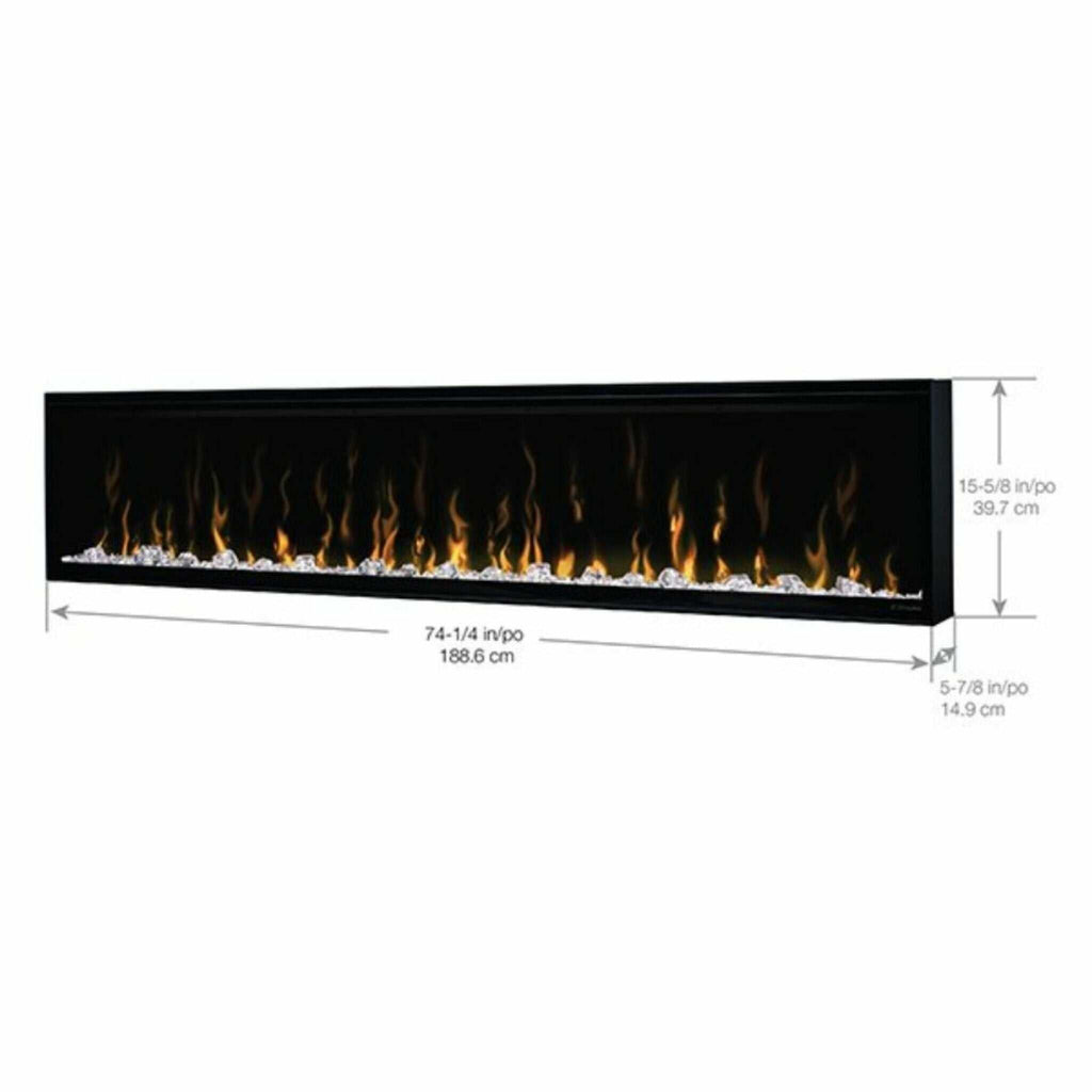 Dimplex IgniteXL 74-Inch Premium Built-In Linear Electric Fireplace With Integrated Heater Fan [XLF74] (SAK14736) - Saksby Wholesale -
Dimensions View