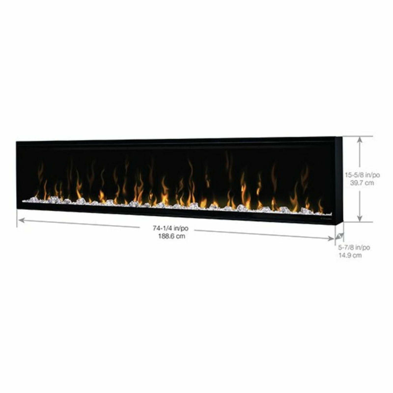 DIMPLEX XLF74 Built In Linear Electric Fireplace With Integrated Heater Fan (HBG14736)-HBG